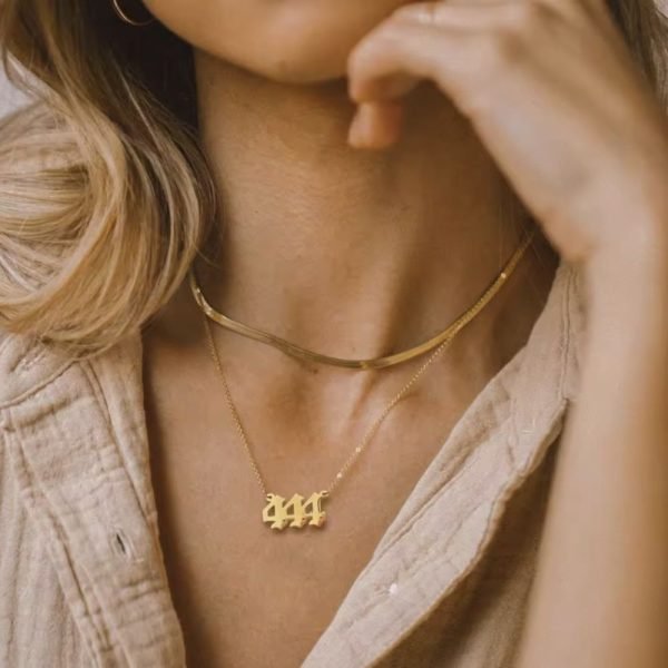 Perfect with a pink sweater angel number necklace