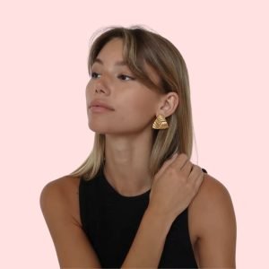 Model - Maya Earrings in 18K Gold Plated Stainless Steel