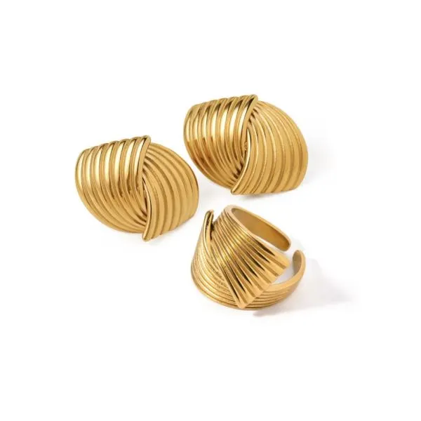 Cora Earrings and Ring Stainless Steel Cora Earrings and Ring