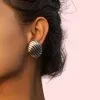 Silver Zara Earrings in model Model with Zara Earrings