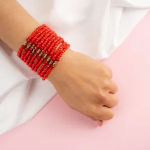 Trendy and Functional Red Bracelet Elegant Low Chignon Blue Bracelet